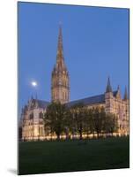 Salisbury Cathedral At Dusk With Moon-Charles Bowman-Mounted Photographic Print