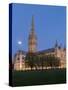 Salisbury Cathedral At Dusk With Moon-Charles Bowman-Stretched Canvas