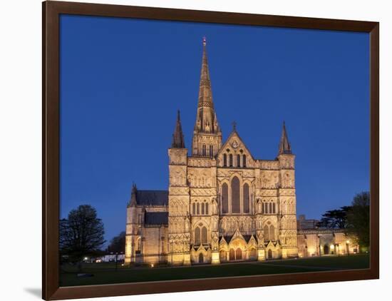 Salisbury Cathedral At Dusk-Charles Bowman-Framed Photographic Print