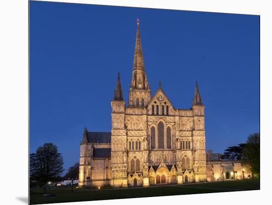 Salisbury Cathedral At Dusk-Charles Bowman-Mounted Photographic Print