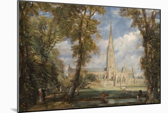 Salisbury Cathedral from the Bishop's Grounds-John Constable-Mounted Art Print
