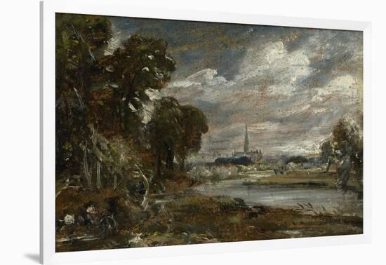 Salisbury Cathedral from the River Nadder, C.1829 (Oil on Beige Wove Paper, Mounted on Laminate Car-John Constable-Framed Giclee Print
