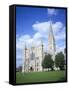 Salisbury Cathedral from the Southwest, Salisbury, Wiltshire, England, United Kingdom-David Hunter-Framed Stretched Canvas