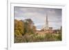 Salisbury Cathedral from the West Harnham Water Meadows, Salisbury, Wiltshire, England, United King-Julian Elliott-Framed Photographic Print