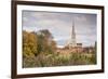 Salisbury Cathedral from the West Harnham Water Meadows, Salisbury, Wiltshire, England, United King-Julian Elliott-Framed Photographic Print