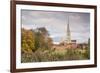 Salisbury Cathedral from the West Harnham Water Meadows, Salisbury, Wiltshire, England, United King-Julian Elliott-Framed Photographic Print