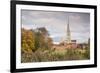 Salisbury Cathedral from the West Harnham Water Meadows, Salisbury, Wiltshire, England, United King-Julian Elliott-Framed Photographic Print