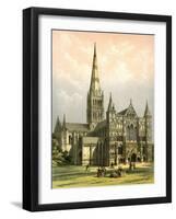 Salisbury Cathedral, Wiltshire, C1870-WL Walton-Framed Giclee Print