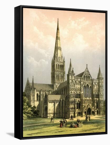 Salisbury Cathedral, Wiltshire, C1870-WL Walton-Framed Stretched Canvas