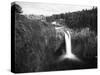 Salish Lodge and English Daisies, Snoqualmie Falls, Washington, USA-Charles Crust-Stretched Canvas