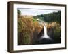 Salish Lodge and English Daisies, Snoqualmie Falls, Washington, USA-Charles Crust-Framed Premium Photographic Print