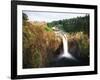 Salish Lodge and English Daisies, Snoqualmie Falls, Washington, USA-Charles Crust-Framed Photographic Print