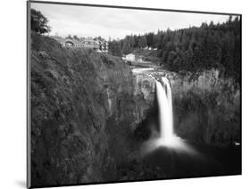 Salish Lodge and English Daisies, Snoqualmie Falls, Washington, USA-Charles Crust-Mounted Photographic Print