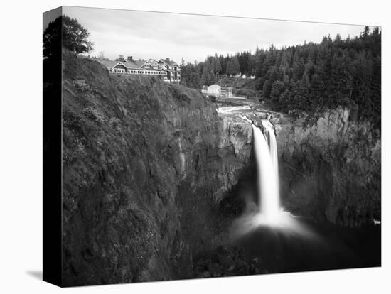 Salish Lodge and English Daisies, Snoqualmie Falls, Washington, USA-Charles Crust-Stretched Canvas