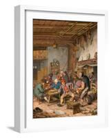 Salle Dans Une Auberge Avec Des Paysans Buvant, Fumant Et Jouant Au Backgammon (Room in an Inn With-Adriaen Jansz Van Ostade-Framed Giclee Print