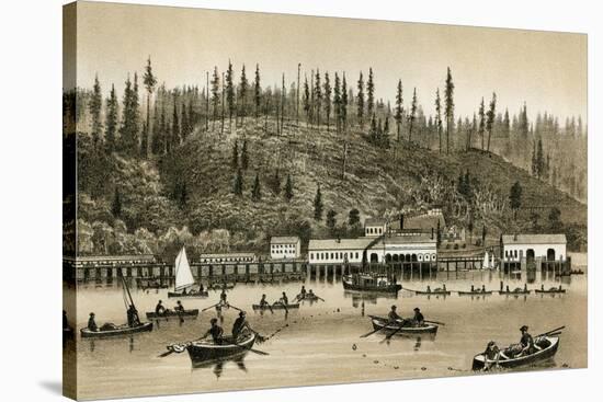 Salmon Cannery on the Columbia River in Oregon, 1880s-null-Stretched Canvas