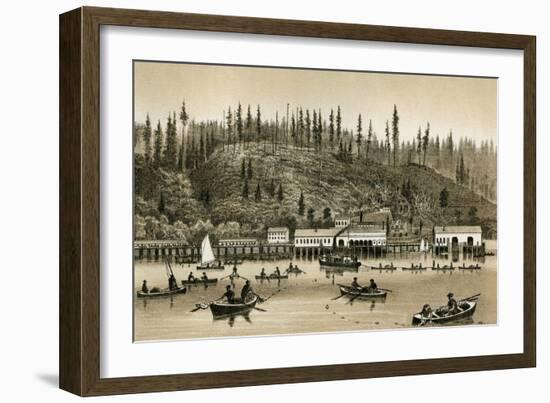 Salmon Cannery on the Columbia River in Oregon, 1880s-null-Framed Giclee Print