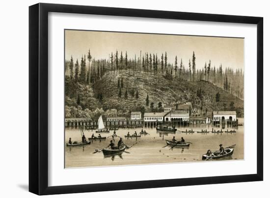 Salmon Cannery on the Columbia River in Oregon, 1880s-null-Framed Giclee Print