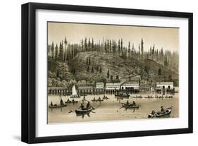 Salmon Cannery on the Columbia River in Oregon, 1880s-null-Framed Giclee Print