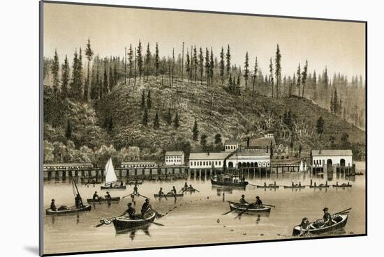 Salmon Cannery on the Columbia River in Oregon, 1880s-null-Mounted Giclee Print