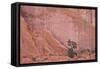 Salmon-Coloured Sandstone Wall with Evergreens-James Hager-Framed Stretched Canvas