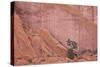 Salmon-Coloured Sandstone Wall with Evergreens-James Hager-Stretched Canvas