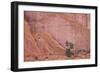 Salmon-Coloured Sandstone Wall with Evergreens-James Hager-Framed Photographic Print