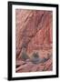 Salmon-Coloured Sandstone Wall with Evergreens-James Hager-Framed Photographic Print