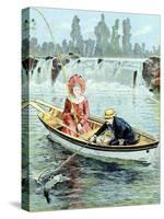 Salmon Fishing C1910-Chris Hellier-Stretched Canvas