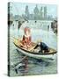 Salmon Fishing C1910-Chris Hellier-Stretched Canvas