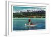 Salmon Fishing in Port Angeles Harbor - Port Angeles, WA-Lantern Press-Framed Art Print