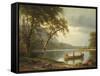 Salmon Fishing on the Caspapediac River (Quebec, Canada)-Albert Bierstadt-Framed Stretched Canvas