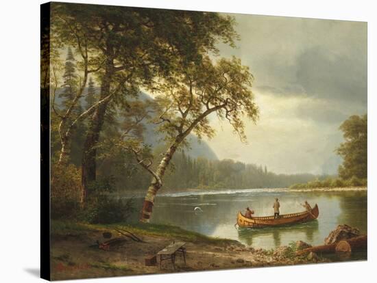 Salmon Fishing on the Caspapediac River (Quebec, Canada)-Albert Bierstadt-Stretched Canvas