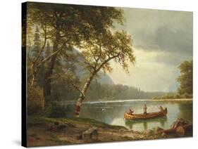 Salmon Fishing on the Caspapediac River (Quebec, Canada)-Albert Bierstadt-Stretched Canvas