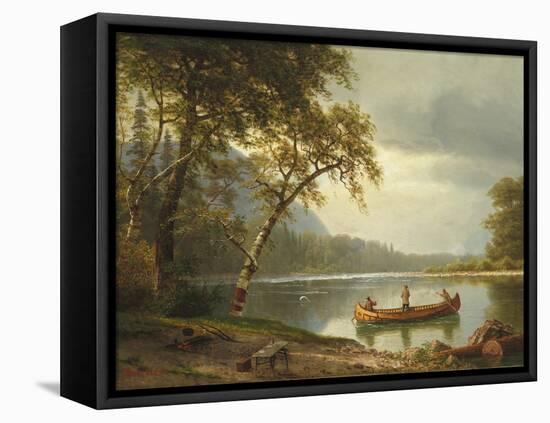 Salmon Fishing on the Caspapediac River (Quebec, Canada)-Albert Bierstadt-Framed Stretched Canvas