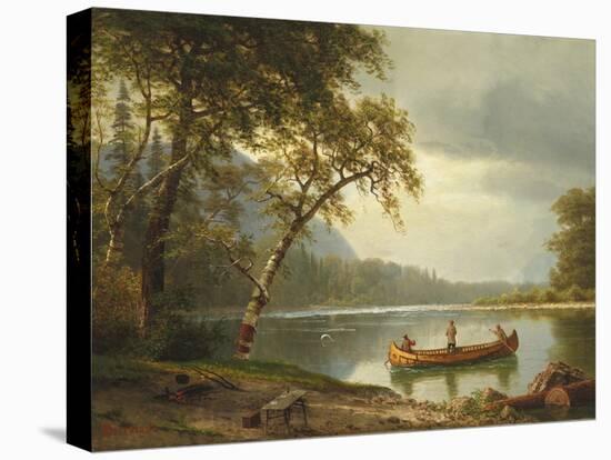 Salmon Fishing on the Caspapediac River (Quebec, Canada)-Albert Bierstadt-Stretched Canvas