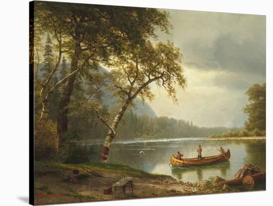 Salmon Fishing on the Caspapediac River (Quebec, Canada)-Albert Bierstadt-Stretched Canvas