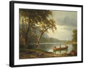 Salmon Fishing on the Caspapediac River (Quebec, Canada)-Albert Bierstadt-Framed Giclee Print