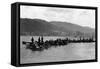 Salmon Fishing Scene at Rogue River Mouth - Gold Beach, OR-Lantern Press-Framed Stretched Canvas