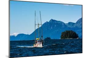 Salmon fishing trolling boat, Inside Passage, Southeast Alaska, USA-Mark A Johnson-Mounted Photographic Print