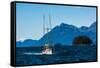 Salmon fishing trolling boat, Inside Passage, Southeast Alaska, USA-Mark A Johnson-Framed Stretched Canvas