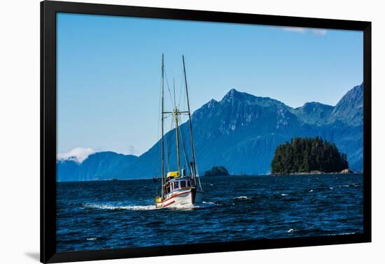 Salmon fishing trolling boat, Inside Passage, Southeast Alaska, USA-Mark A Johnson-Framed Photographic Print