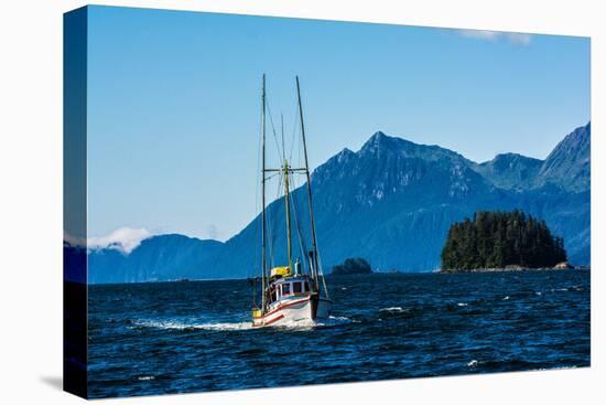 Salmon fishing trolling boat, Inside Passage, Southeast Alaska, USA-Mark A Johnson-Stretched Canvas