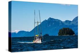 Salmon fishing trolling boat, Inside Passage, Southeast Alaska, USA-Mark A Johnson-Stretched Canvas