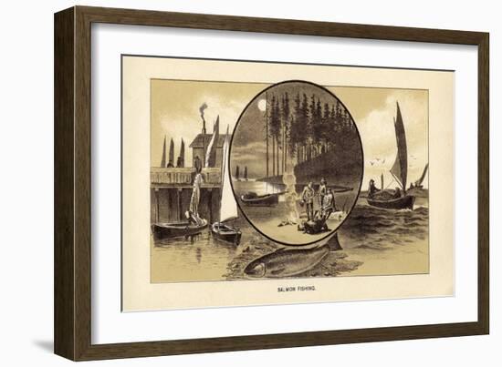 Salmon Fishing-null-Framed Giclee Print