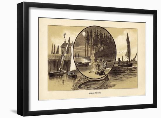 Salmon Fishing-null-Framed Giclee Print