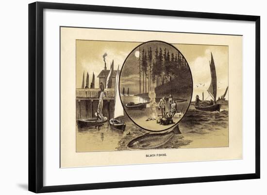 Salmon Fishing-null-Framed Giclee Print