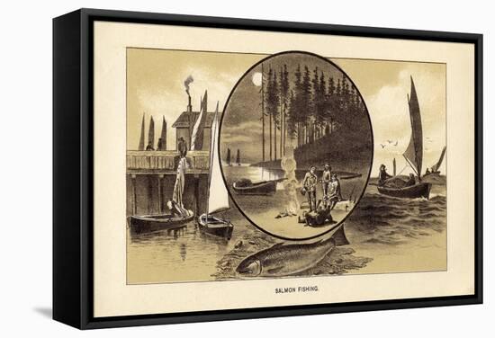 Salmon Fishing-null-Framed Stretched Canvas