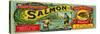 Salmon Fly Salmon Can Label - Anacortes, WA-Lantern Press-Stretched Canvas
