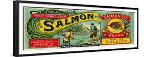 Salmon Fly Salmon Can Label - Anacortes, WA-Lantern Press-Framed Premium Giclee Print